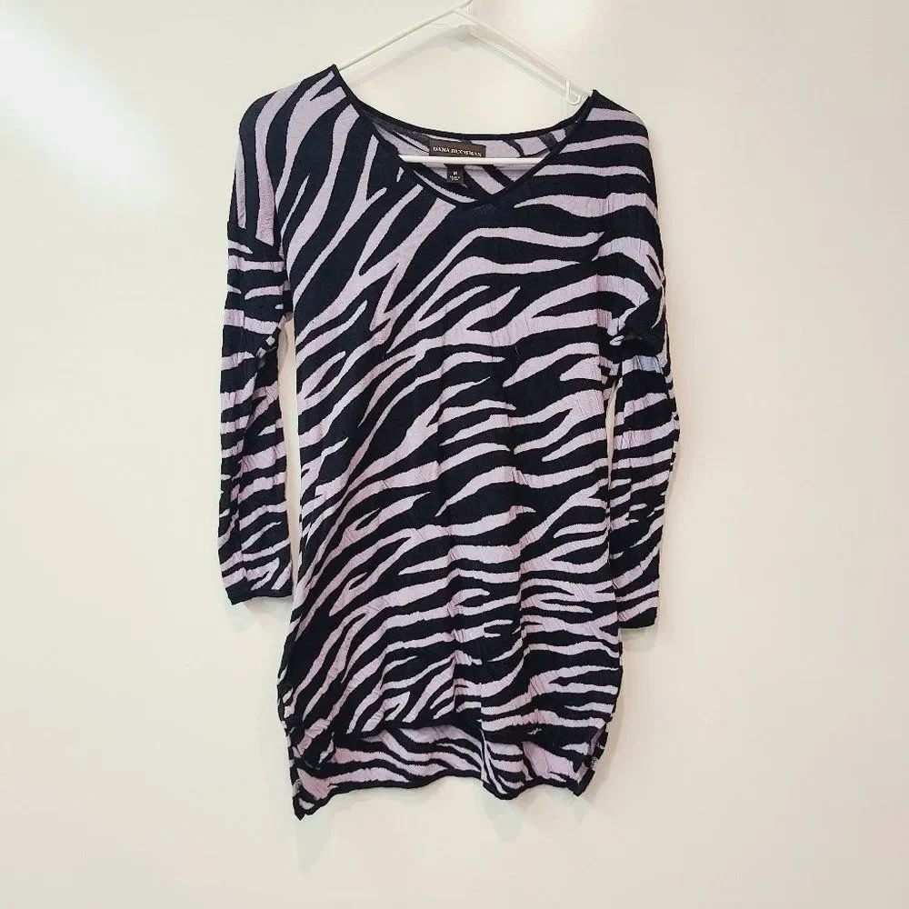 Dana Buchman Purple Black Tiger Animal Print Sweater Womens Medium
